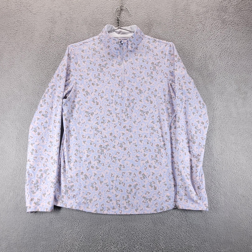 Rhoback Pullover Womens M Purple Floral 1/4 Zip Mock Neck Golf Top Layer